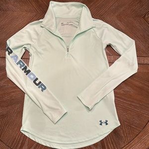 Girls Under Armour Loose Fit Heat Gear 1/4 Zip Long Sleeve Top Size YLG